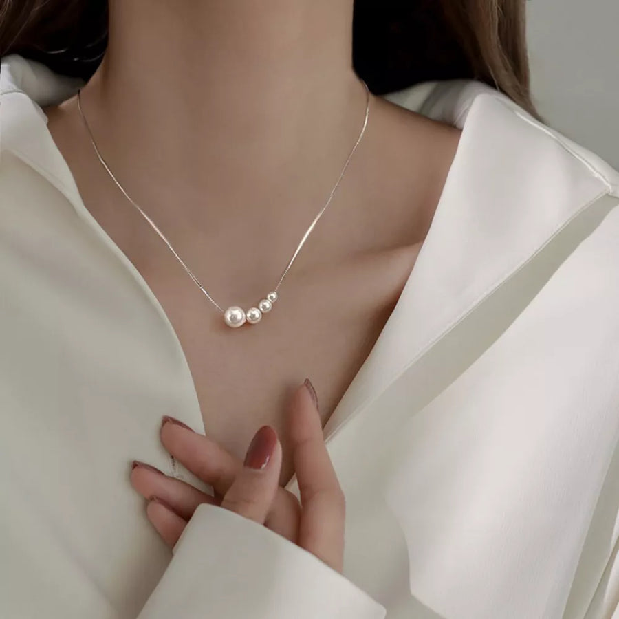 silver necklace with princess-length and clasp