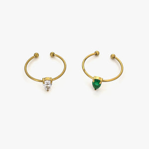 18K Gold-Plated, Stainless Steel, Zircon Care instructions: Avoid wearing during ring in emerald green with slim silhouette