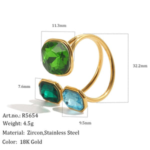 Stainless Steel Zircon Open Ring in Sherbet with open design