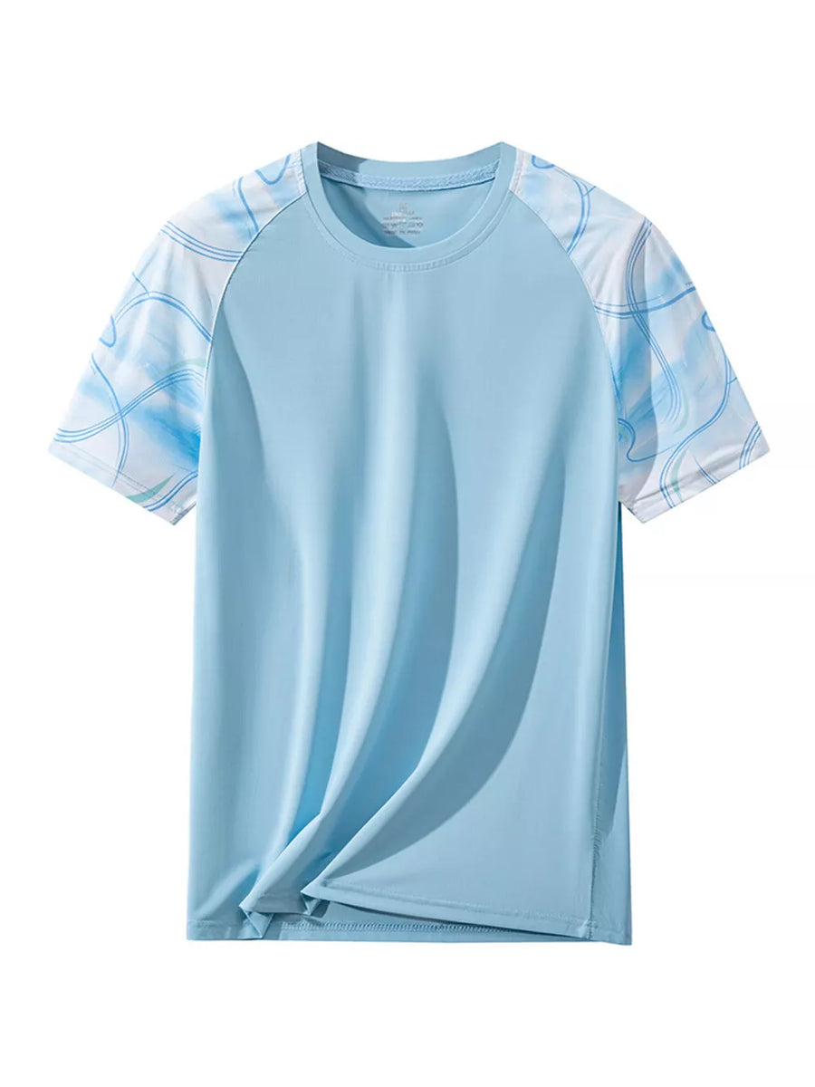 Green Men's Plus Size Color Block T-shirt