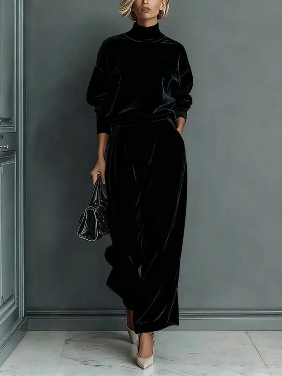 Black matching set with long sleeve and long sleeve