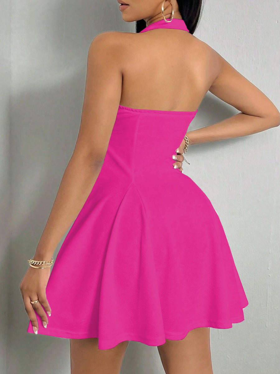 glam mini dress in Black with halter