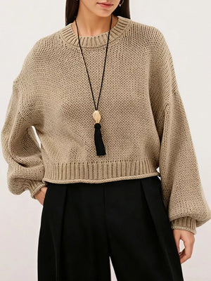 Oversized Chunky Knit Sweater in Apricot with oversized
