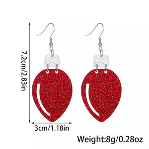 earrings in burgundy with glitter detail and 2.8 inches