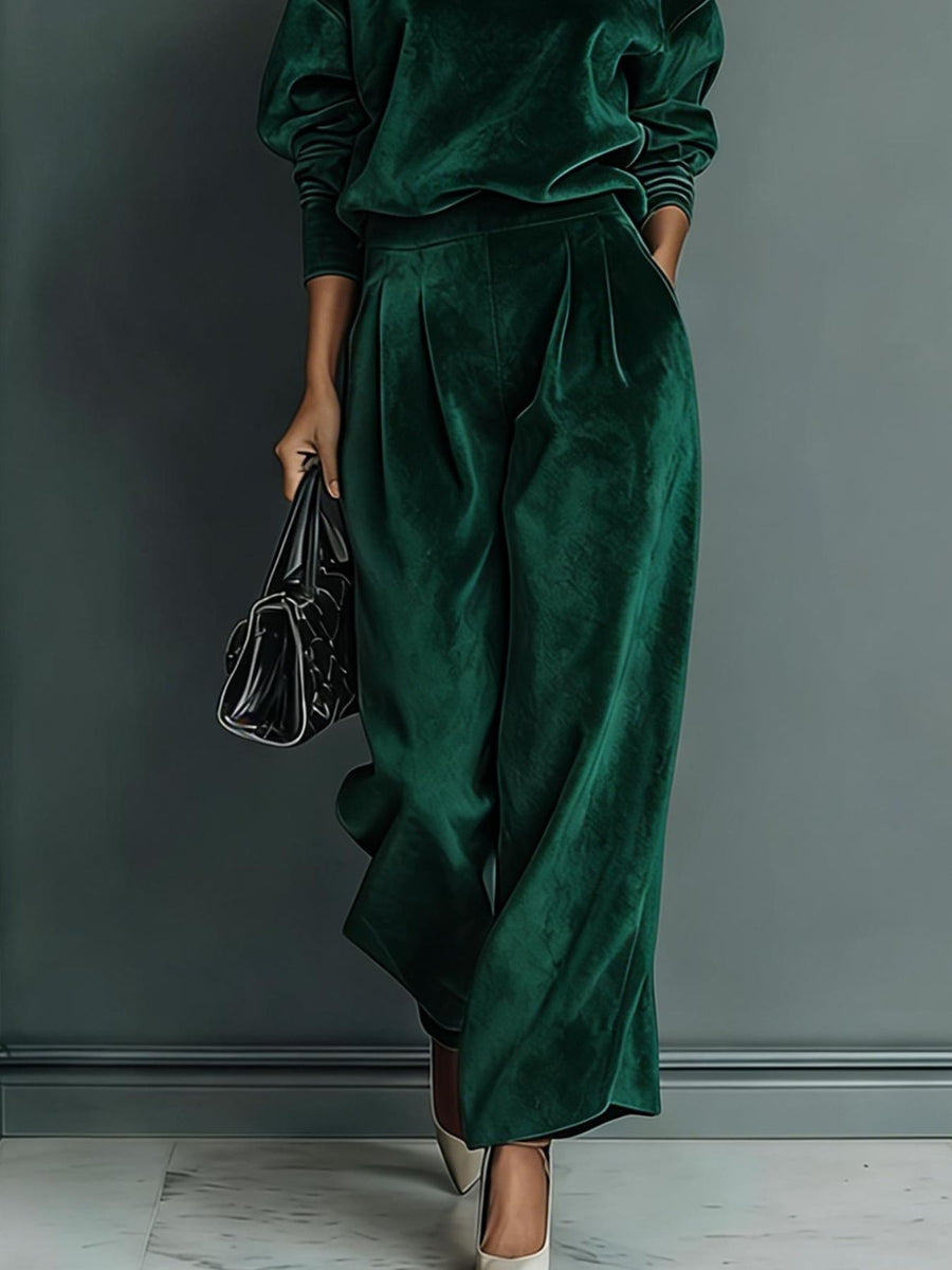 glam matching set in Khaki with mock neck