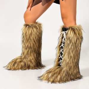 Polyester,Fluff,Rubber Imported Size & boots in Brown with straight silhouette