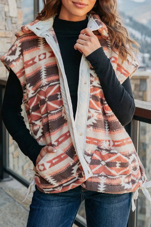cream vest with geometric and collared