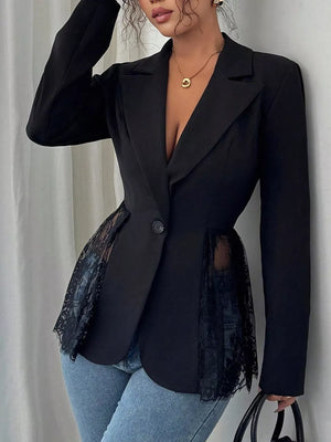 100% polyester Care instructions: Machine wash cold blazer in Black with fitted silhouette