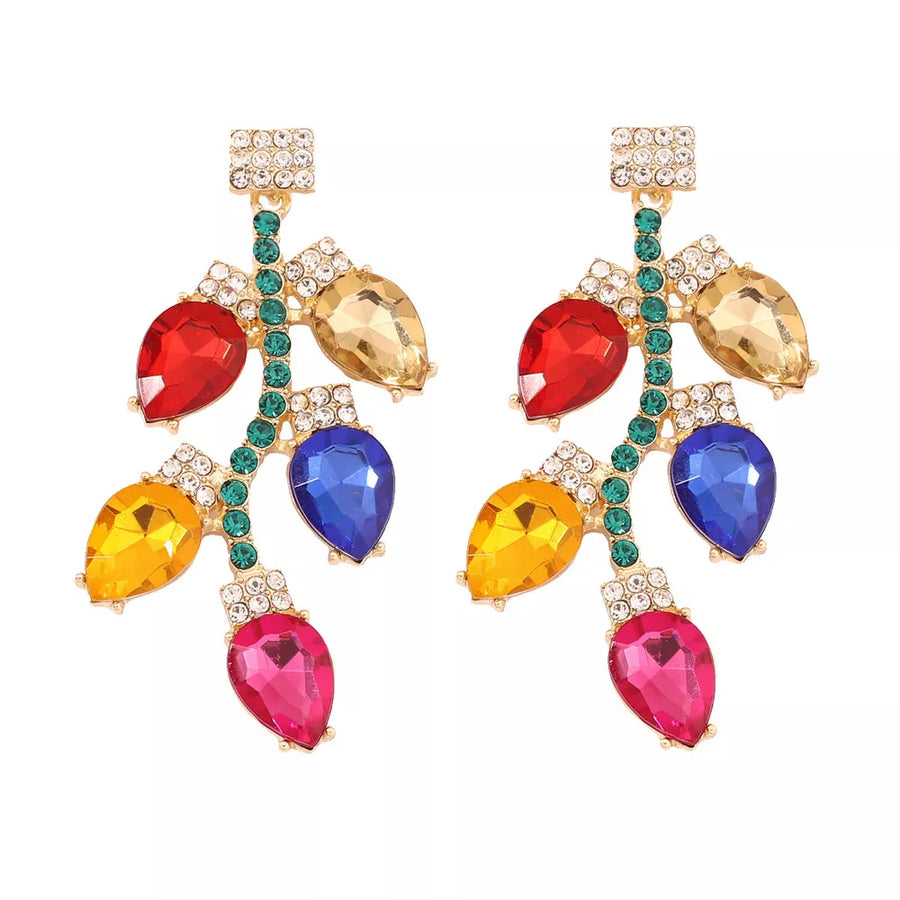 earrings in Color with novelty and rhinestone embellishment