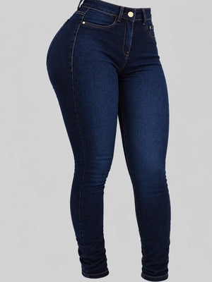 skinny jeans in Dark Blue with washed and full-length