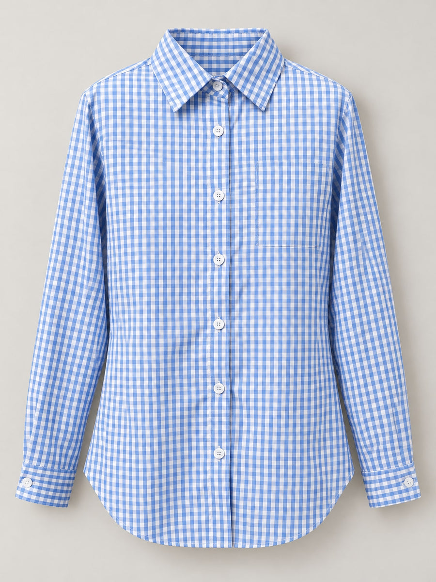 button-down shirt in Grey with gingham and pocketed
