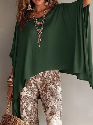 navy blue oversized blouse with round neck
