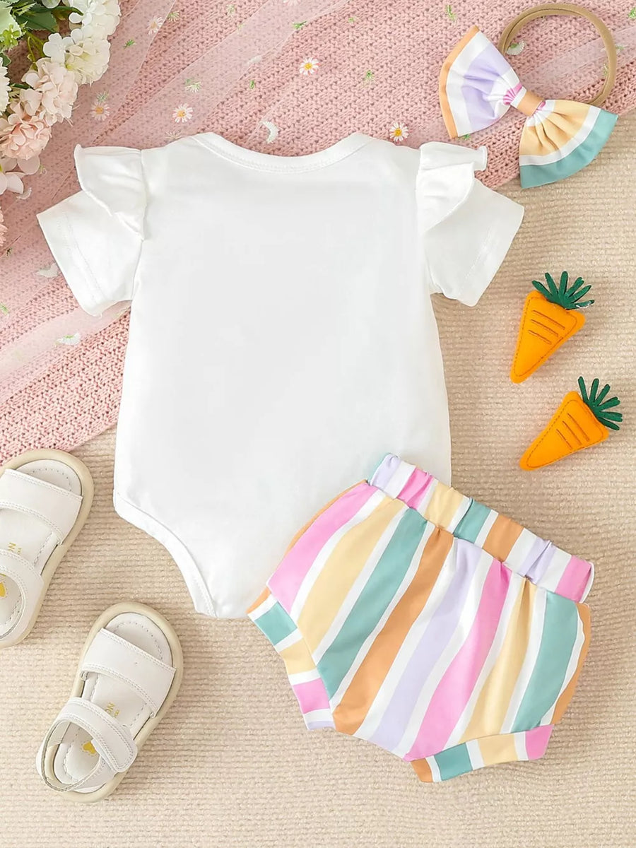 Children's Ruffled Short Sleeve Bodysuit And Shorts Set option 6