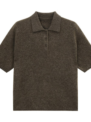 ivory polo shirt with hip-length and half-button