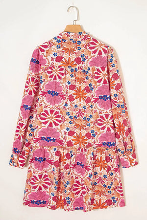 Fall Flower Print Long Sleeve Mini Dress option 9