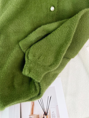 Green cardigan with stretchy and long sleeve