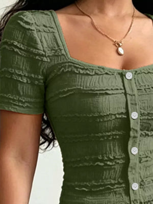 Black blouse with ruched and short sleeve