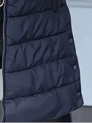 olive green straight puffer vest with hooded