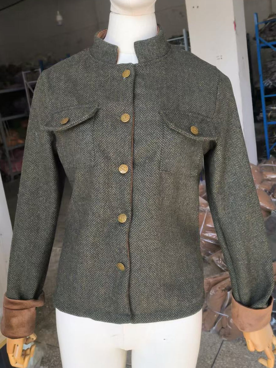 dark olive green blazer with pocketed and long sleeve