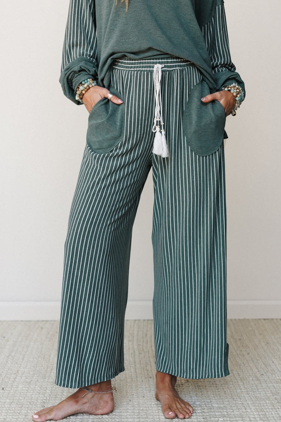 lounge set featuring striped in French Blue with 65% cotton, 33% polyester, 2% elastane Care instructions: Machine wash cold