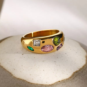 pink ring featuring 18K gold-plated and geometric