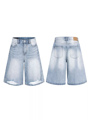 Blue jeans with capri and zip-front
