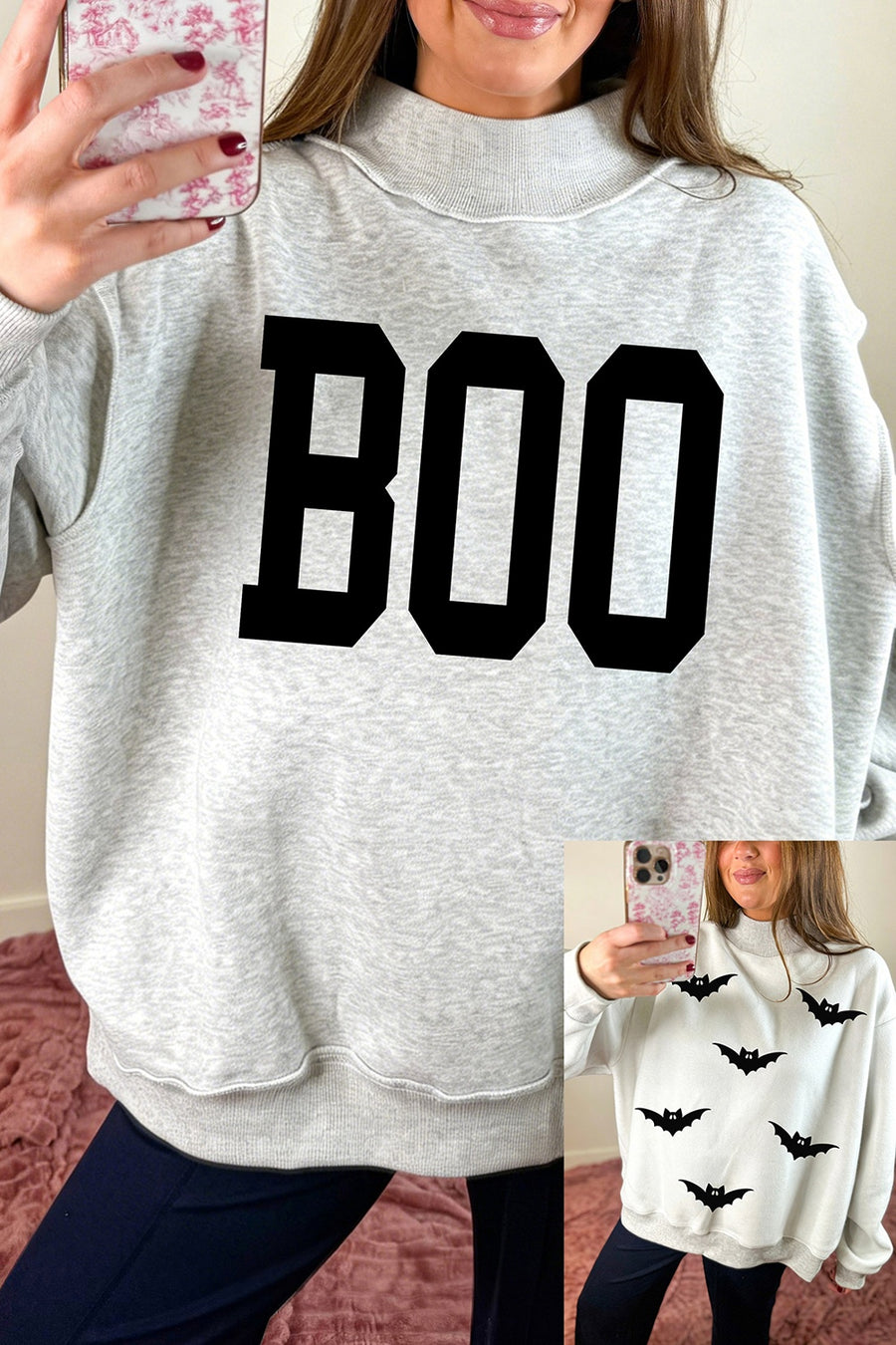 65% polyester, 35% cotton Care instructions: Machine wash cold mock neck sweater in Light Gray with relaxed silhouette