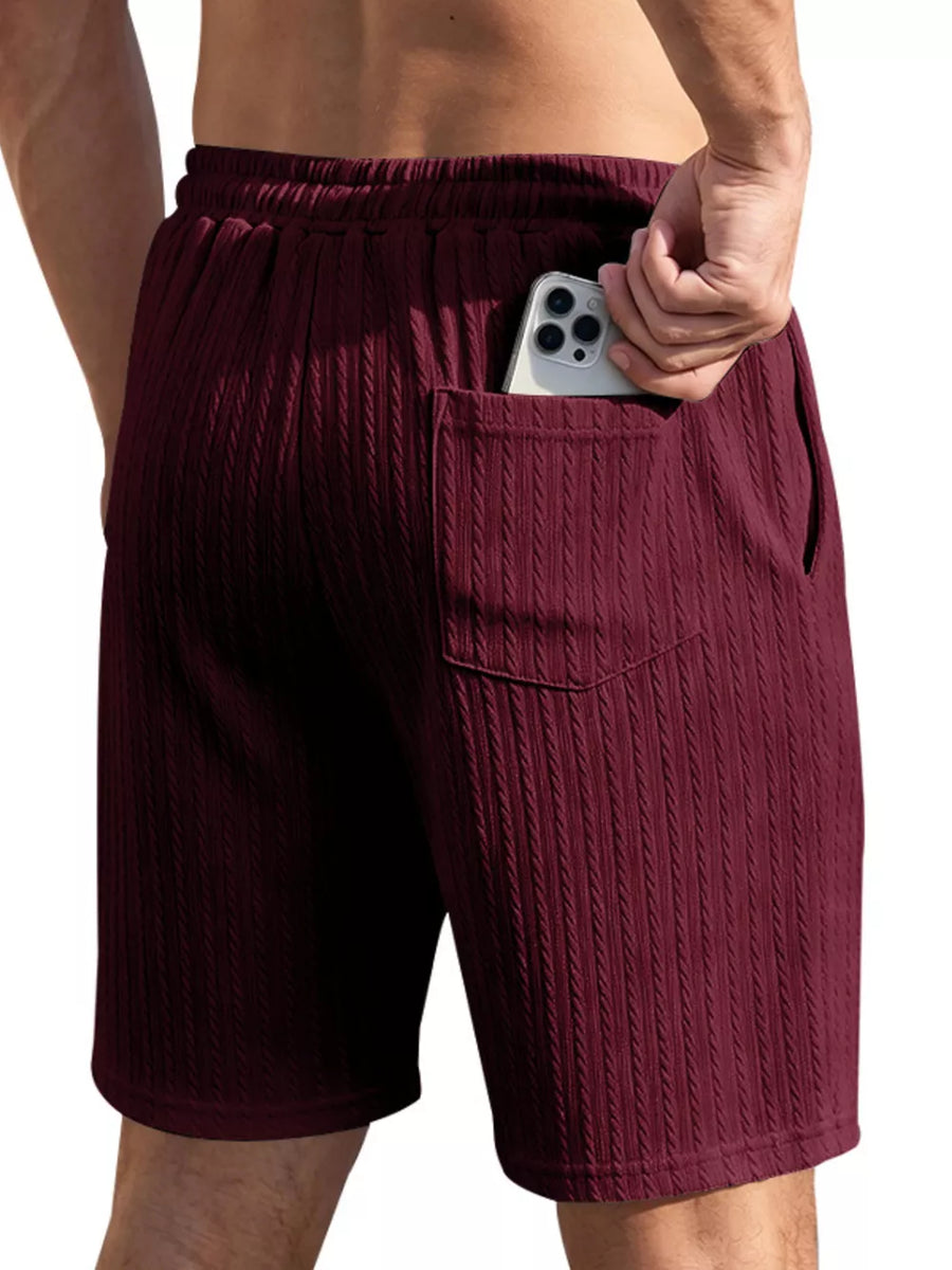 light gray athletic shorts with elastic waist and N/A