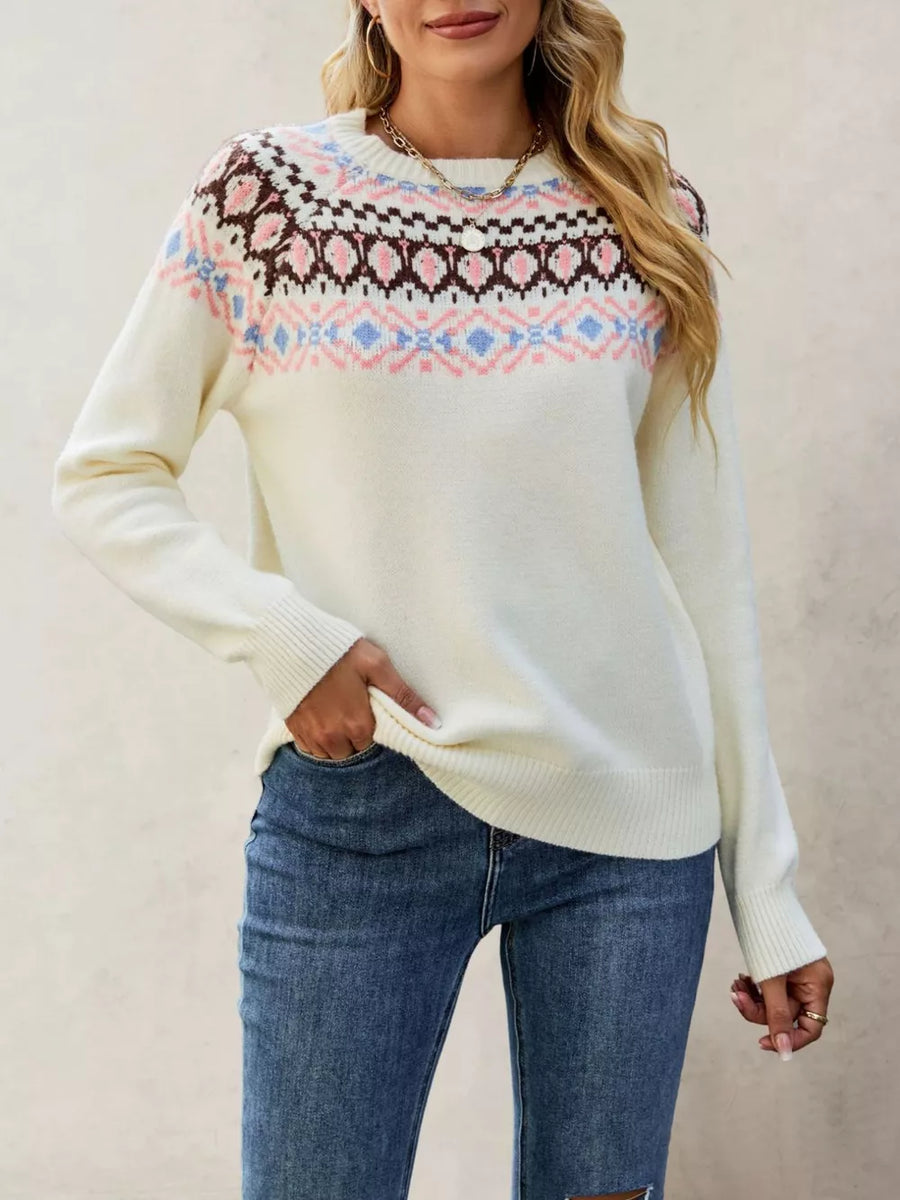 Khaki pullover sweater with hip-length and pullover