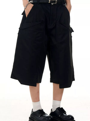 Men's Wide-leg Cargo Capris in Black