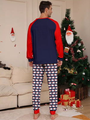 navy blue pajama set with two-piece and long sleeve
