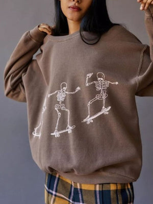 charcoal sweatshirt with ribbed hem and long sleeve