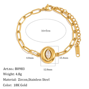 18K Gold-Plated Chain Bracelet With Zircon in Gold
