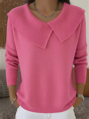classic pullover sweater in Dark Green with collared