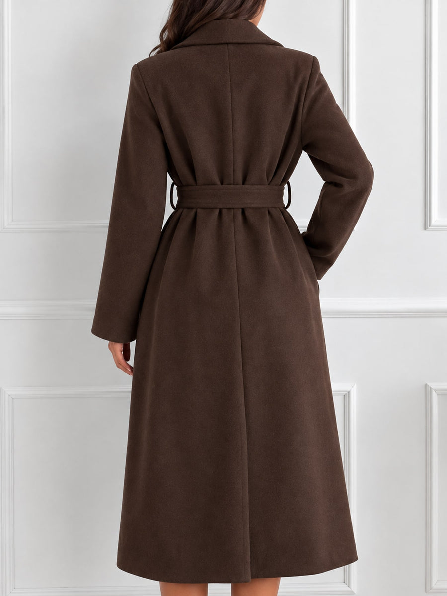 Polyester Care instructions: Hand wash or professionally dry clean overcoat in Black with regular silhouette