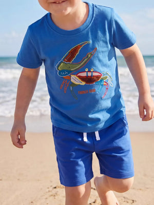 Children's Crab Embroidered T-shirt And Shorts Set