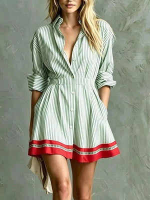 shirt dress in light blue with buttoned and mini