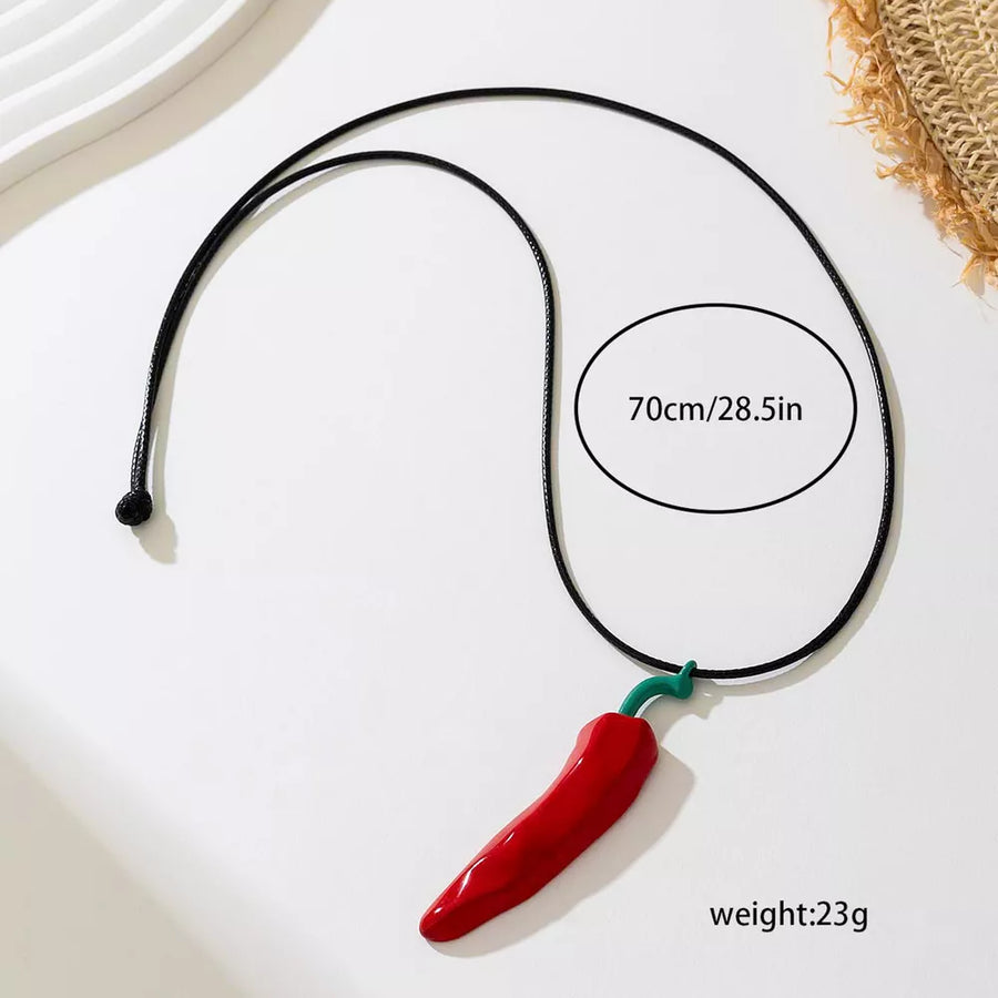 necklace in Red with pendant and long