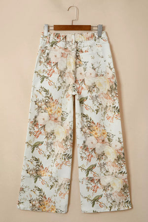 Vintage Floral Print High Waist Wide Leg Jeans option 4