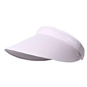 Premium nylon sun protection visor in white with a curved brim and embroidered text detail.