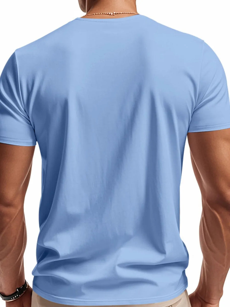Light Blue V-Neckline Performance Tee for Him