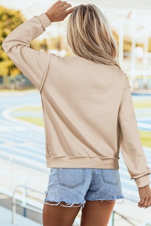 Khaki sweatshirt with hip-length and pullover