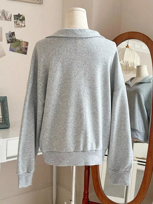 65% polyester, 30% viscose, 5% elastane Care instructions: Machine wash cold sweatshirt in Light Gray with relaxed silhouette