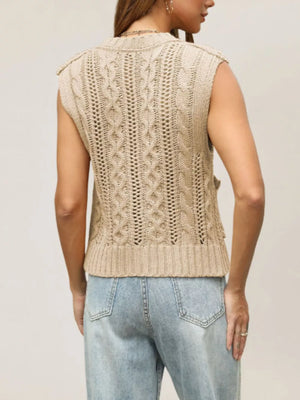 Black sweater vest with waist-length and button-front