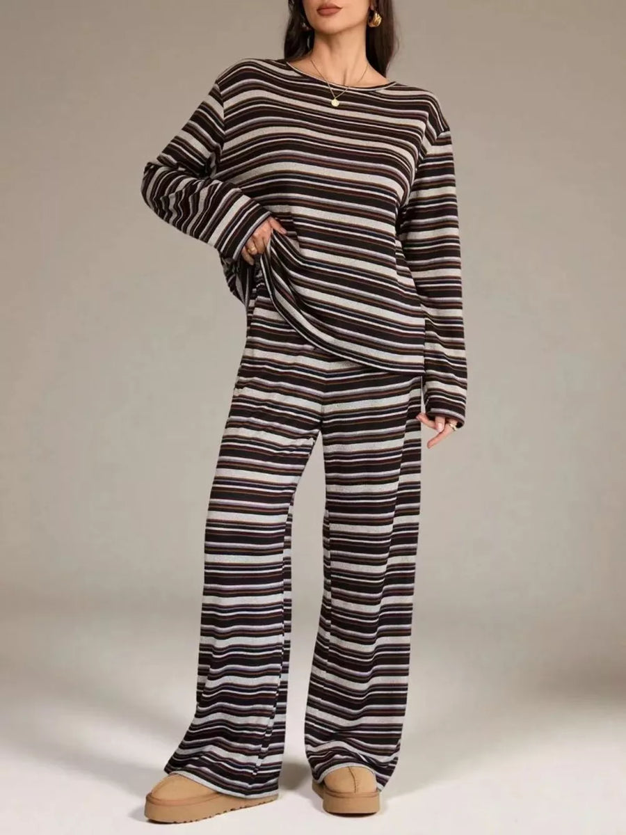 rust pajama set with hip-length and pullover