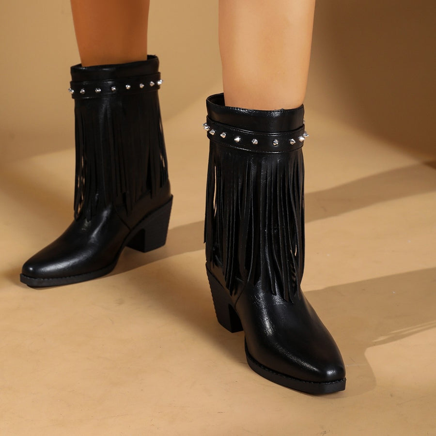 PU Leather,Rubber Imported Size & boots in Black with fitted silhouette
