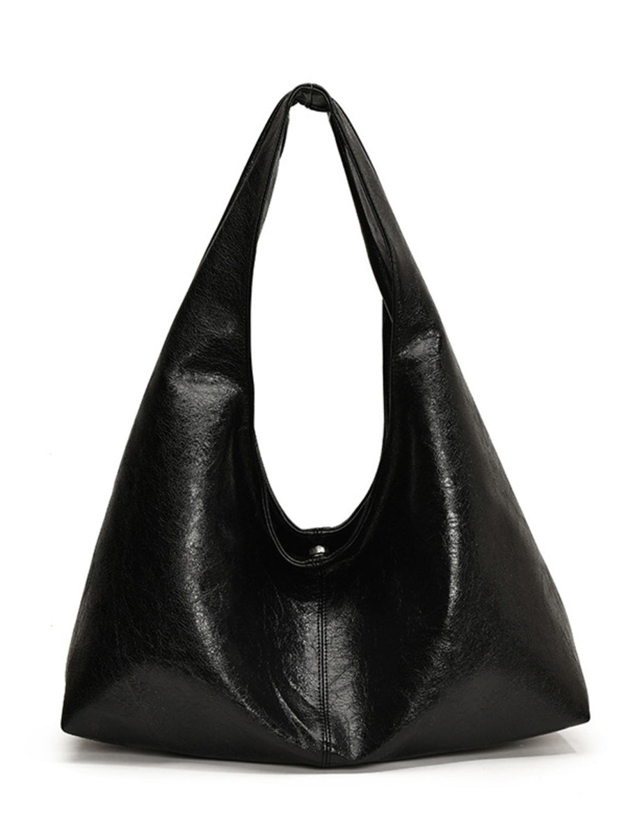 Large PU Leather Shoulder Bag in Black