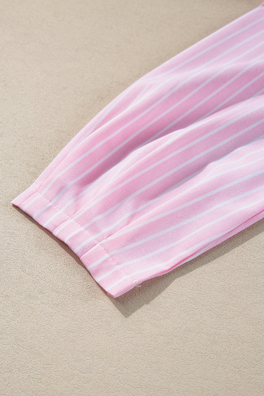 Blush Pink Striped Bow-Embellished Peplum Blouse