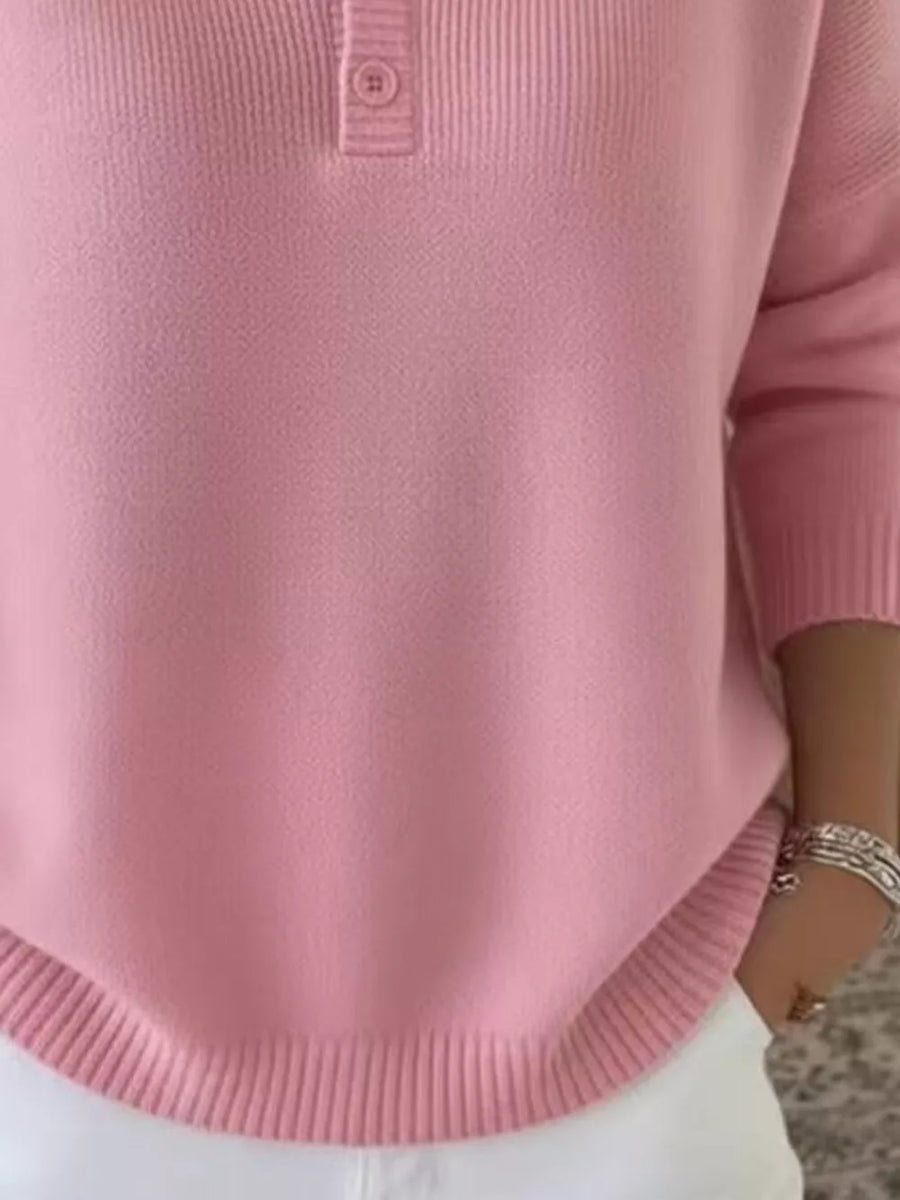 classic pullover sweater in Black with henley