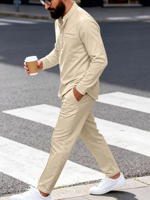 athleisure henley in Apricot with henley
